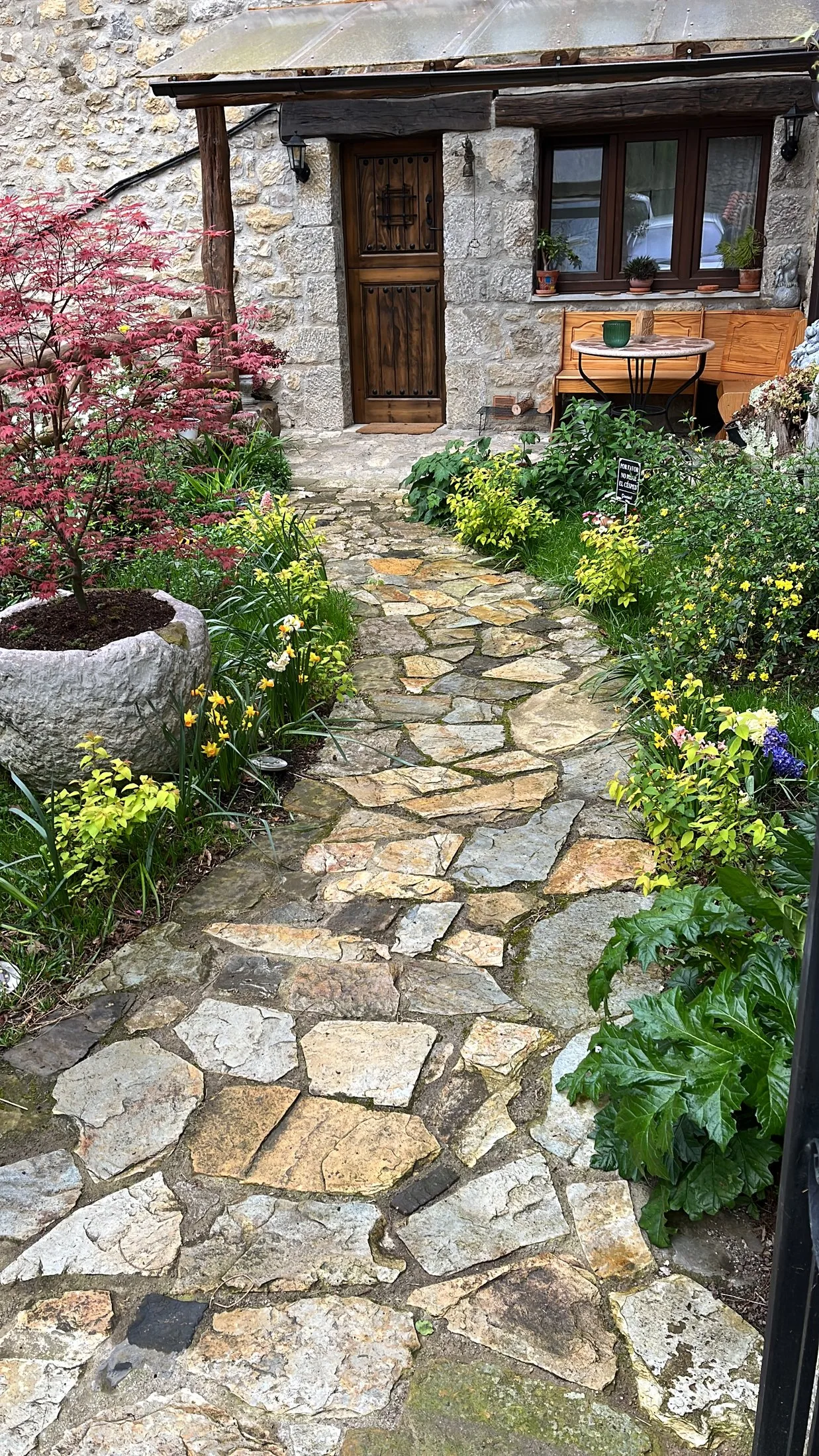 Camino de entrada y jardín de la casa en Tanda